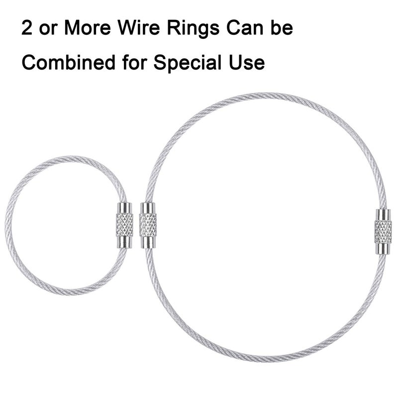 Wisdompro Wire Keychain Cable, 12 Pack of 4.3 Inch Stainless Steel Wire Keyrings 2mm Cable Keyring Loop/Hoop for Luggage Tags, Keys and ID Tag Keepers - Silver - Image 3
